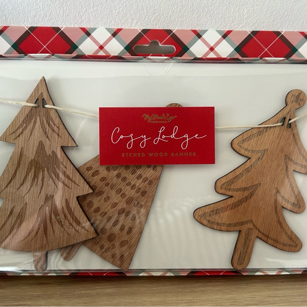 Cozy Lodge Etched Wood Banner by - Brown